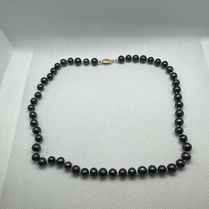 Vintage Tahitian Peacock Rainbow Black Pearl Necklace 14K Gold CLASP 18”